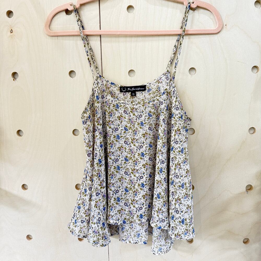 FOR LOVE & LEMONS Tour Bus Cropped Tank Size Small Cream Floral Sheer Chiffon - Picture 11 of 11